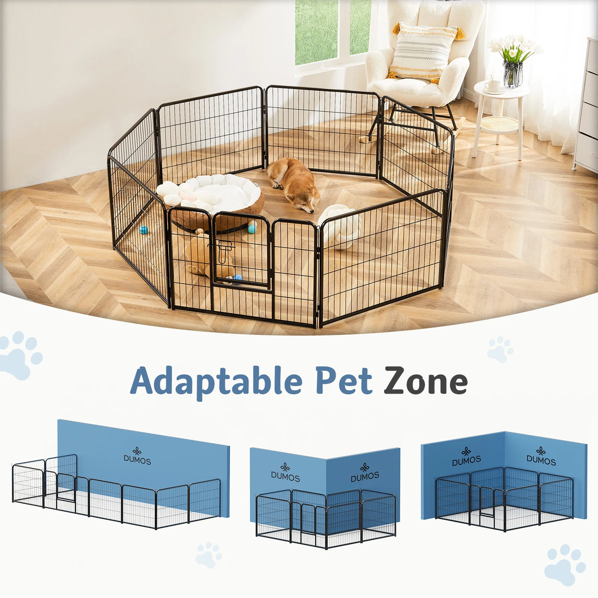 JHK Metal Foldable Dog Playpen Pet Fence Outdoor Yard