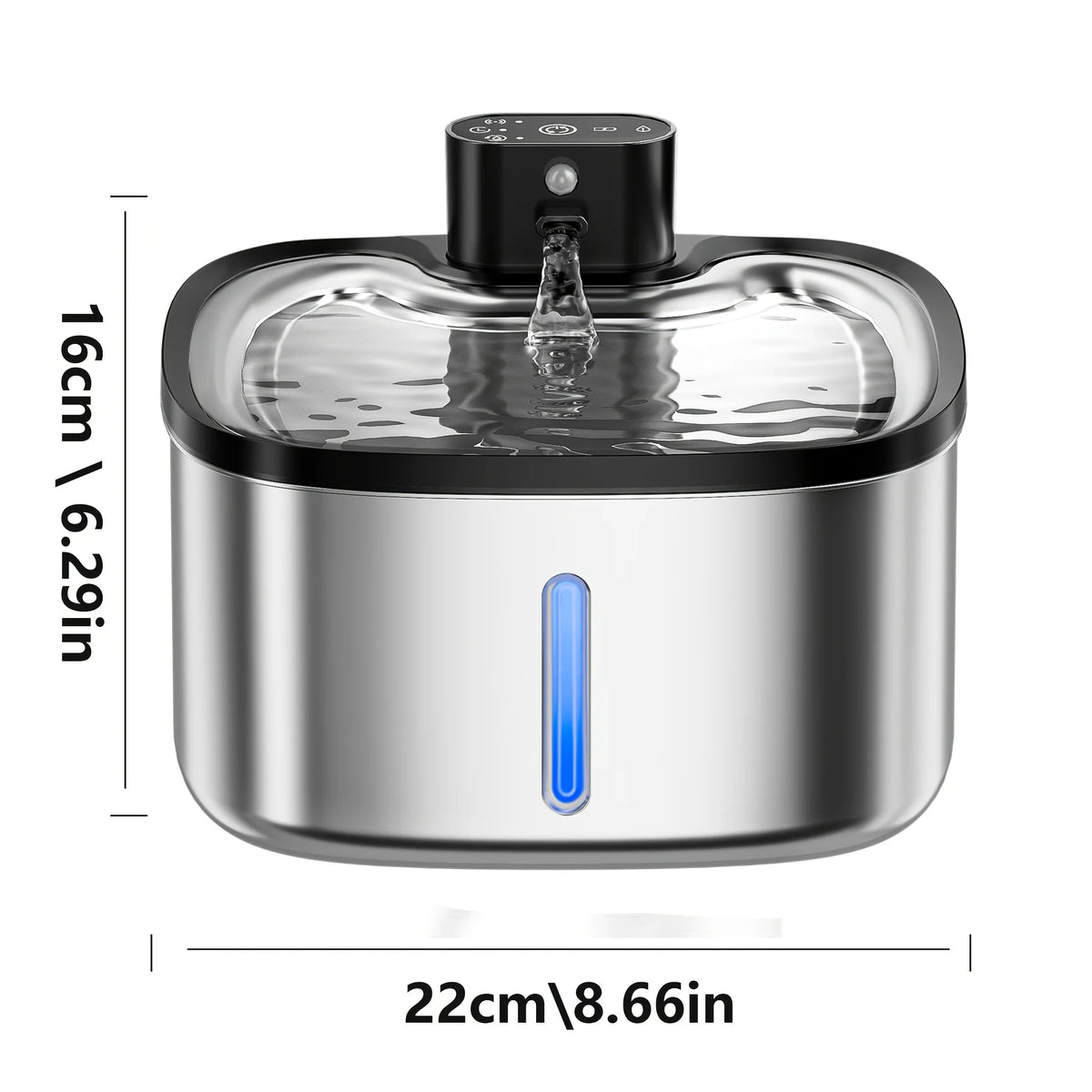 ERAMONG Wireless Stainless Steel Smart Cat Water Fountain Motion Sensor