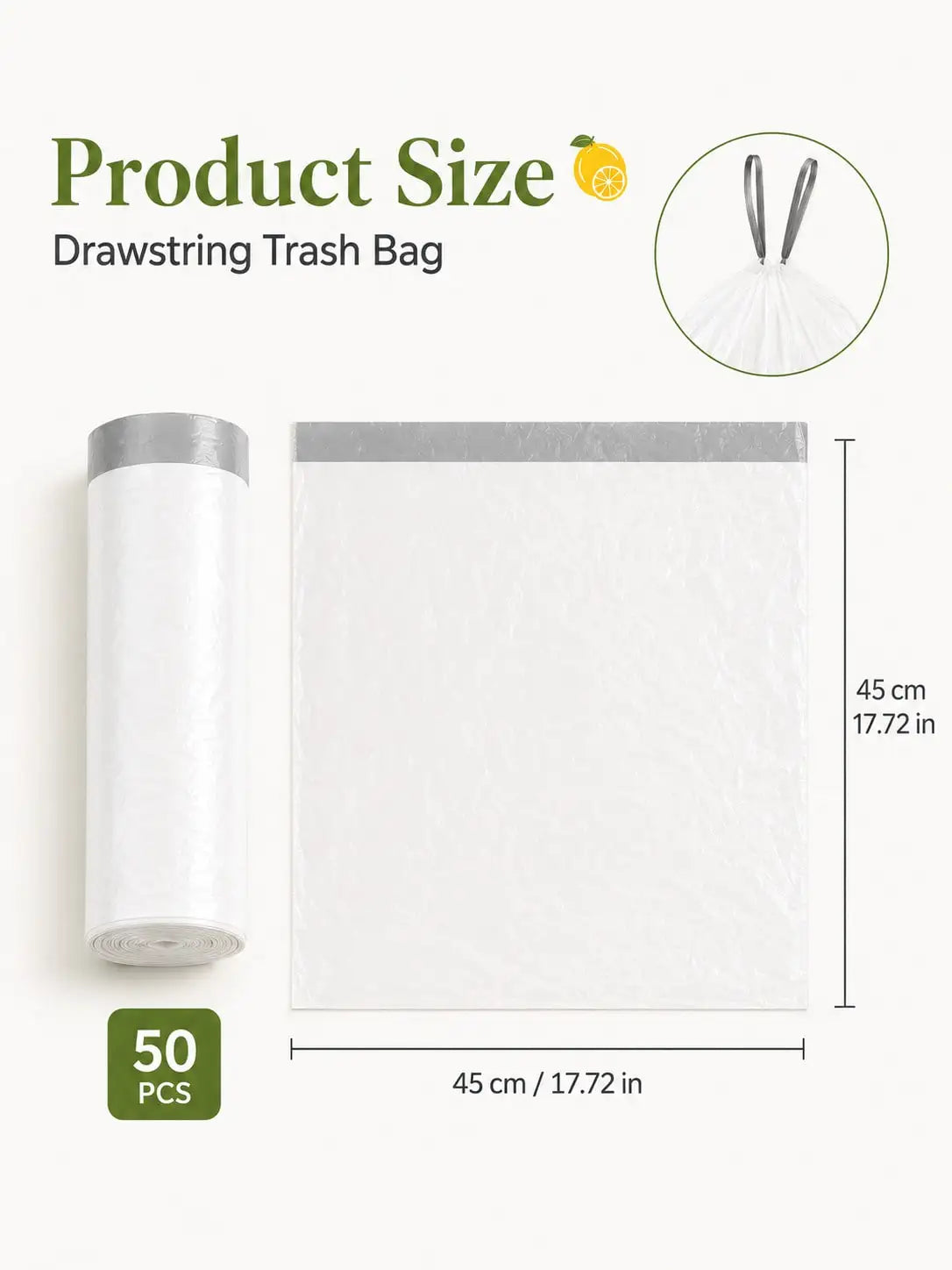 Drawstring Disposable Trash Bags for Bathroom Kitchen and Home Use