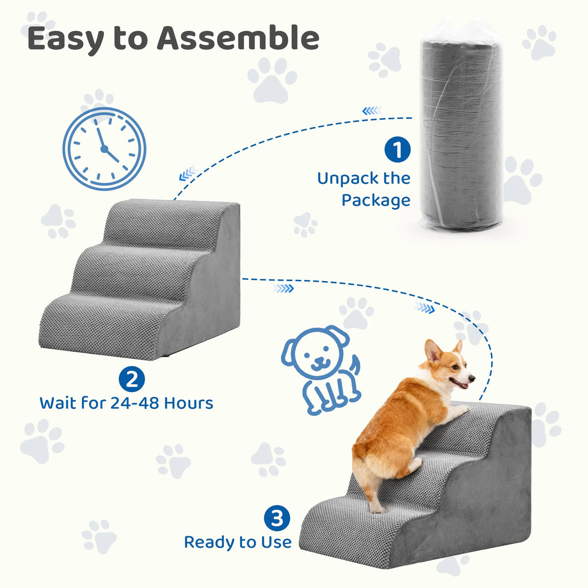 Curved High Density Foam Pet Stairs And Indoor Ramp