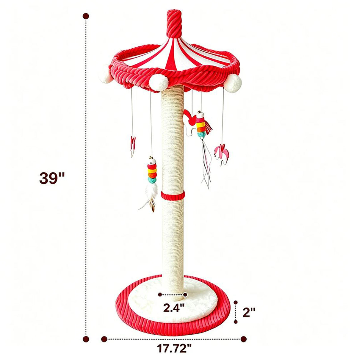 CWV Rotating Cat Scratching Post With Interactive Feather Toys