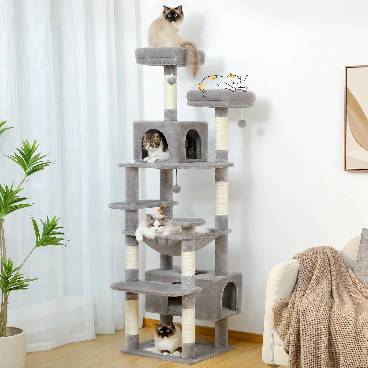 PAWZ Road Multi-Level Cat Tree With Sisal Scratching Posts