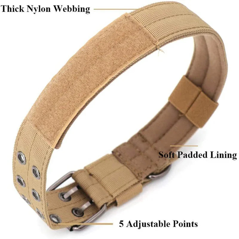 Heavy Duty Tactical Nylon Dog Collar With Adjustable Metal Buckle