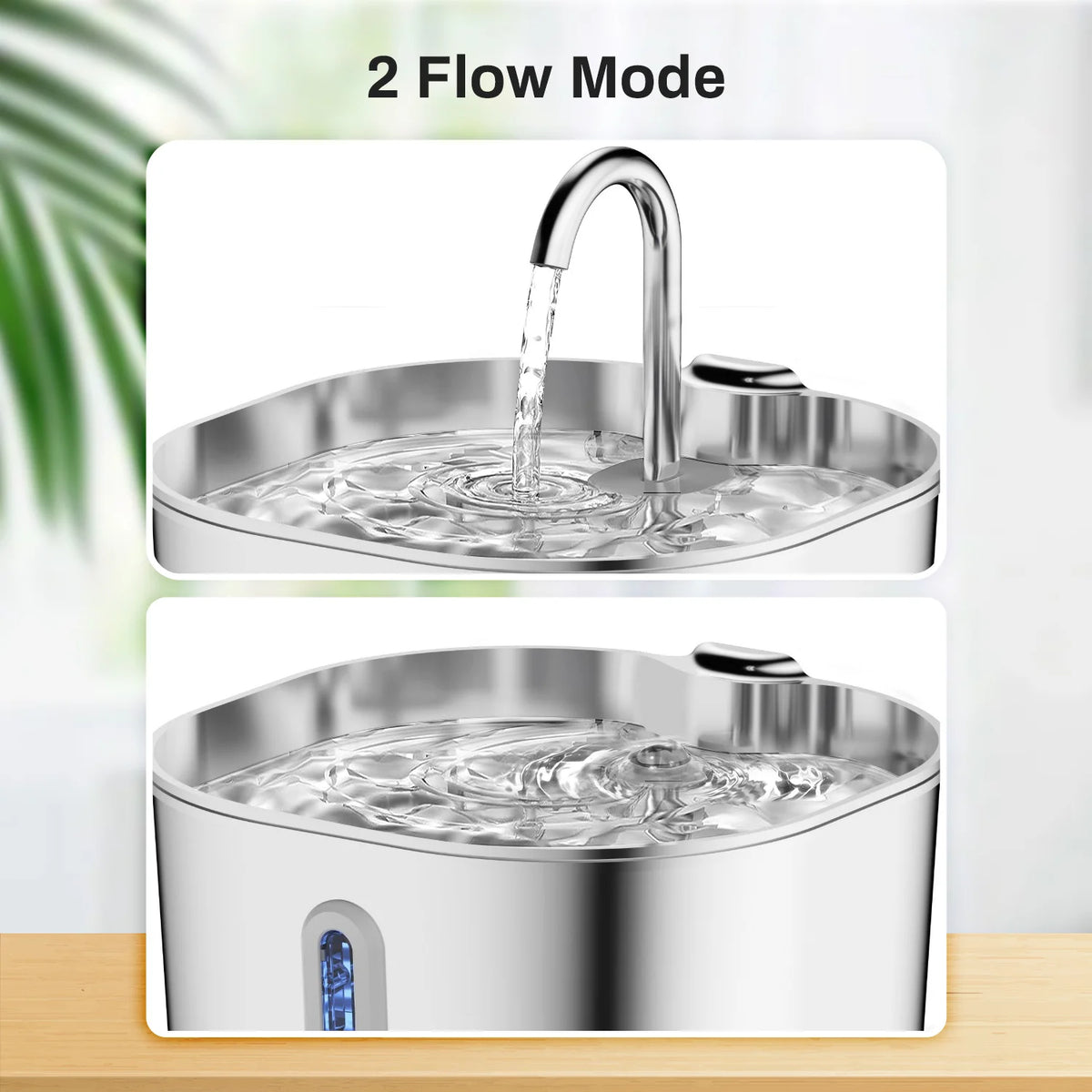 Stainless Steel Silent Cat Water Fountain Led Pet Dispenser