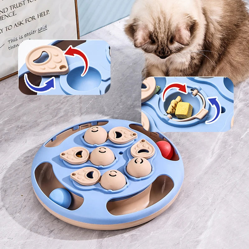 Dog Puzzle Toy Treat Dispenser, Non-Slip Slow Feeder Bowl Food Safe Plastic BPA Free, Interactive Enrichment Toy Mental Stimulation Boredom Relief for Dogs Cats Puppy Kitten