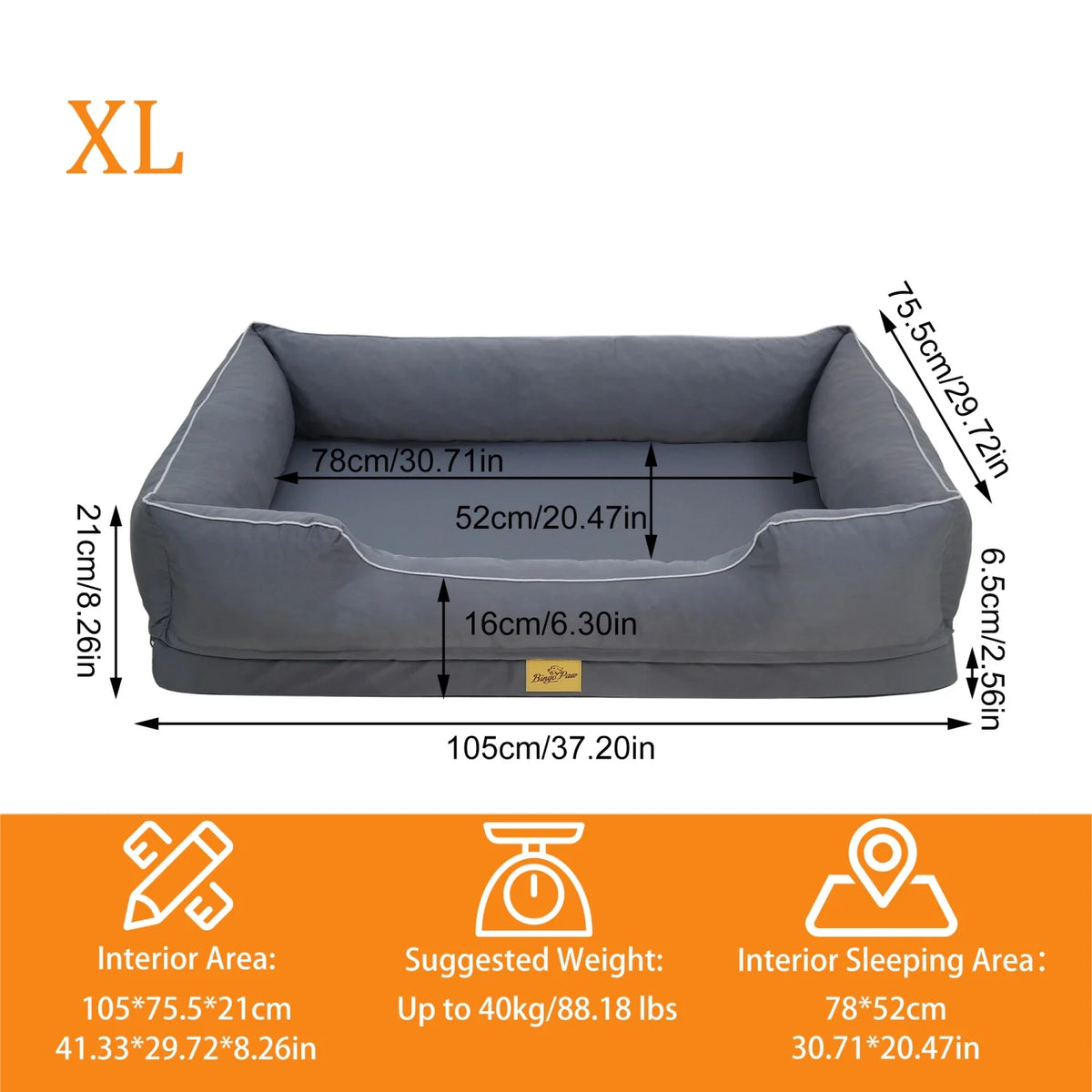 Bingopaw Orthopedic Dog Bed Sofa Removable Washable Cover