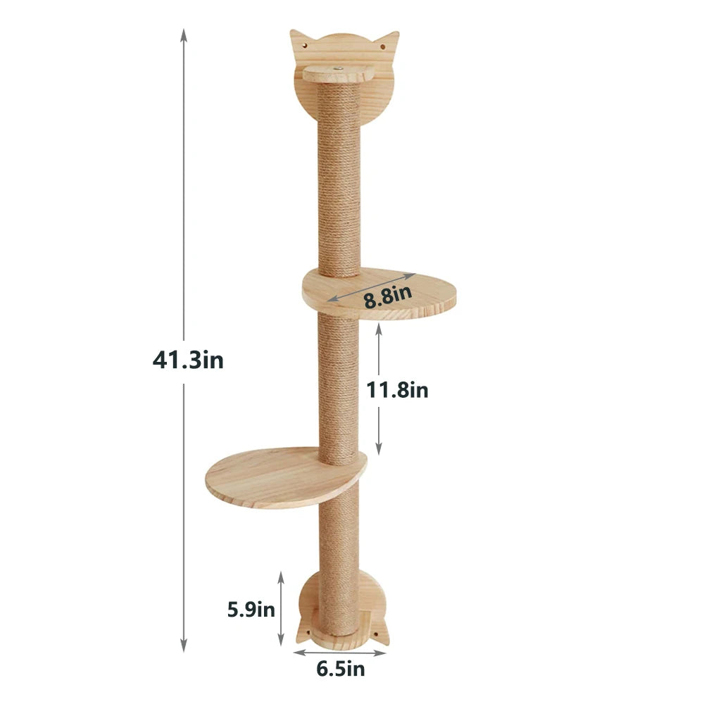CWV Wall Mounted Cat Climbing Shelf With Sisal Scratching Post