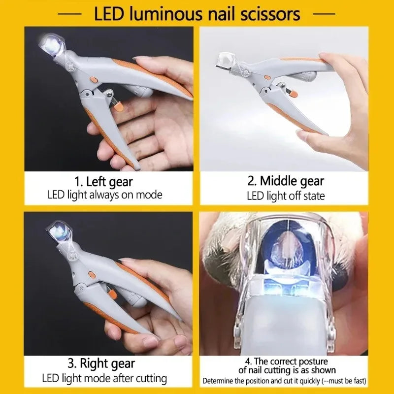 LED Pet Nail Clipper Light Assisted Trimmer For Pets