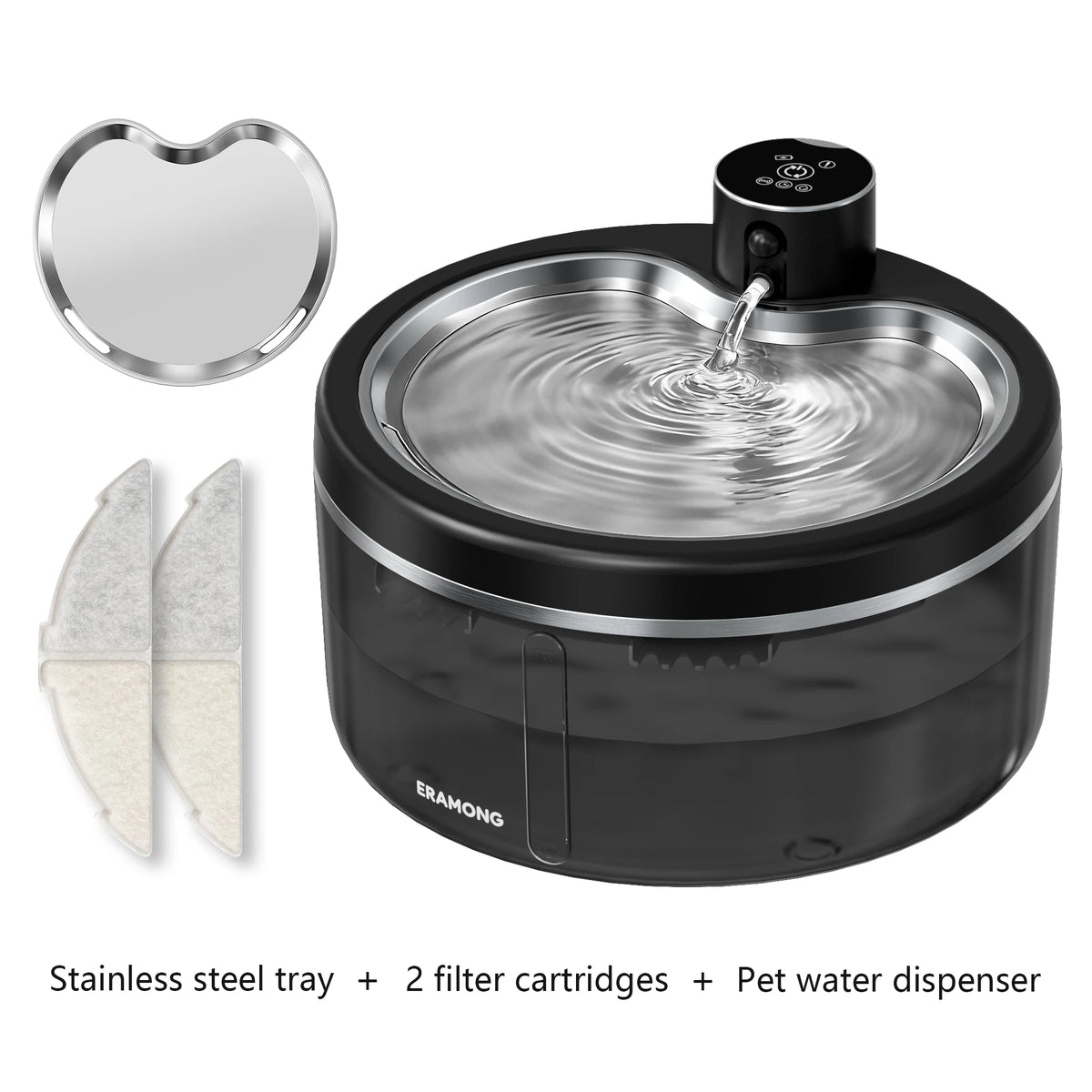ERAMONG Wireless Stainless Steel Cat Water Fountain With Auto Sensor