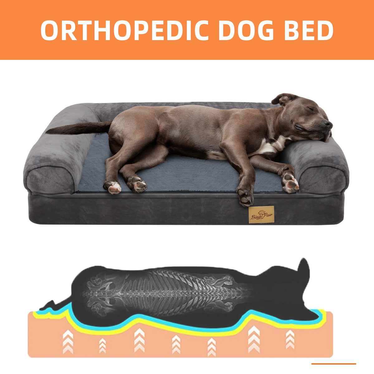 Cozy Bolster Dog Bed With Removable Waterproof Cover And Foam