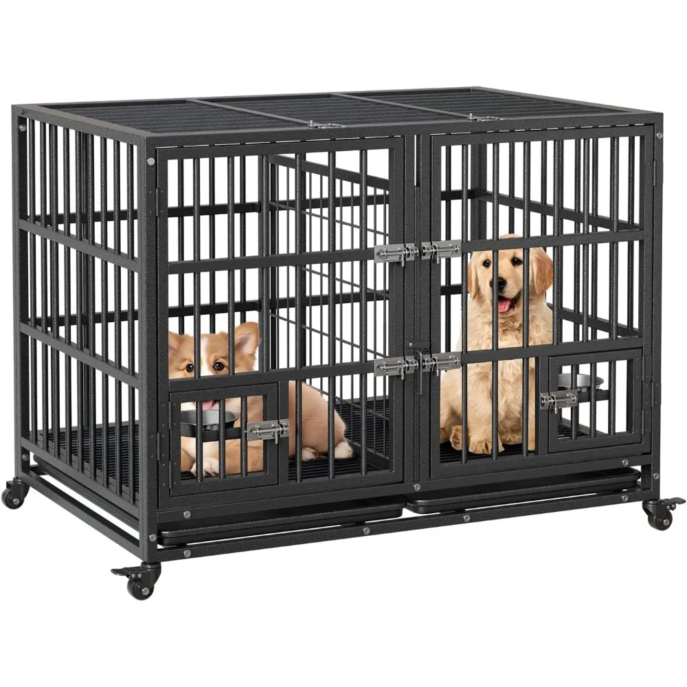 Garvee Heavy Duty Metal Dog Crate With Double Latch Locks