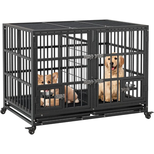 Garvee Heavy Duty Metal Dog Crate With Double Latch Locks
