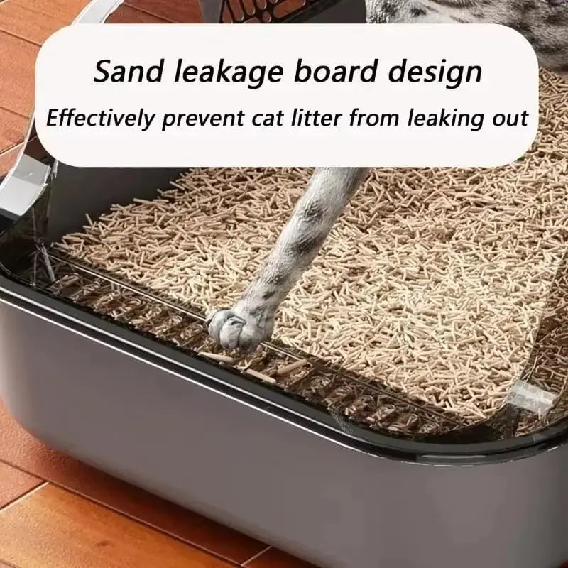 Semi Enclosed Cat Litter Box With High Sides Indoor Use