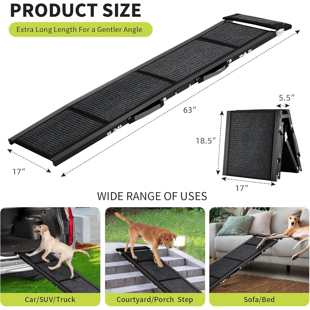 HiMISS Non Slip Folding Dog Car Ramp For Pet Travel