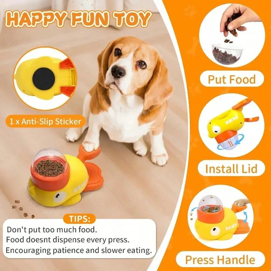 Interactive Duck Shaped Dog Feeding Puzzle Toy And Food Dispenser