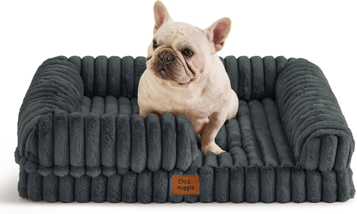 Faux Fur Orthopedic Dog Bolster Bed With Washable Cover