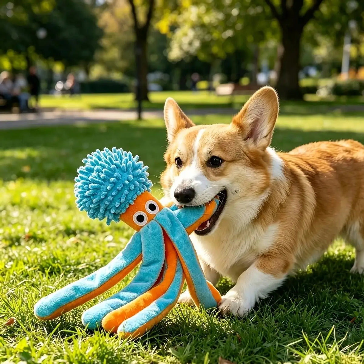 Plush Octopus Squeaky Dog Toy for Puppy Teething and Play