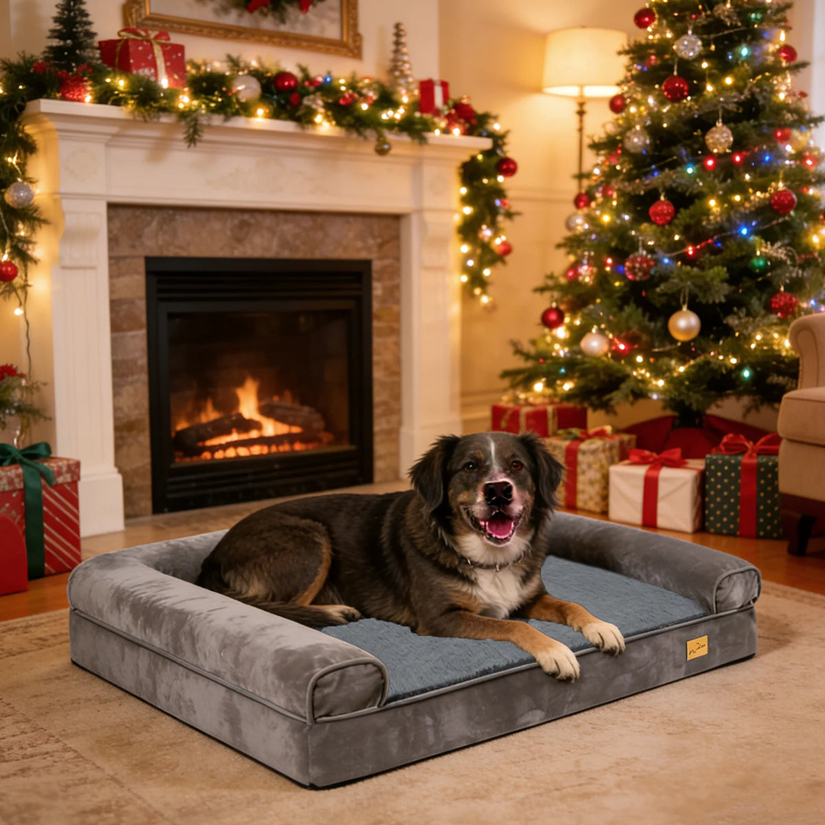 Borwart Orthopedic Memory Foam Dog Bed With Removable Plush Cover