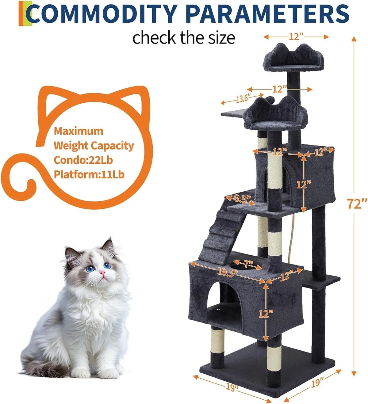 Multi Level Cat Tree With Sisal Scratching Posts And Hammock