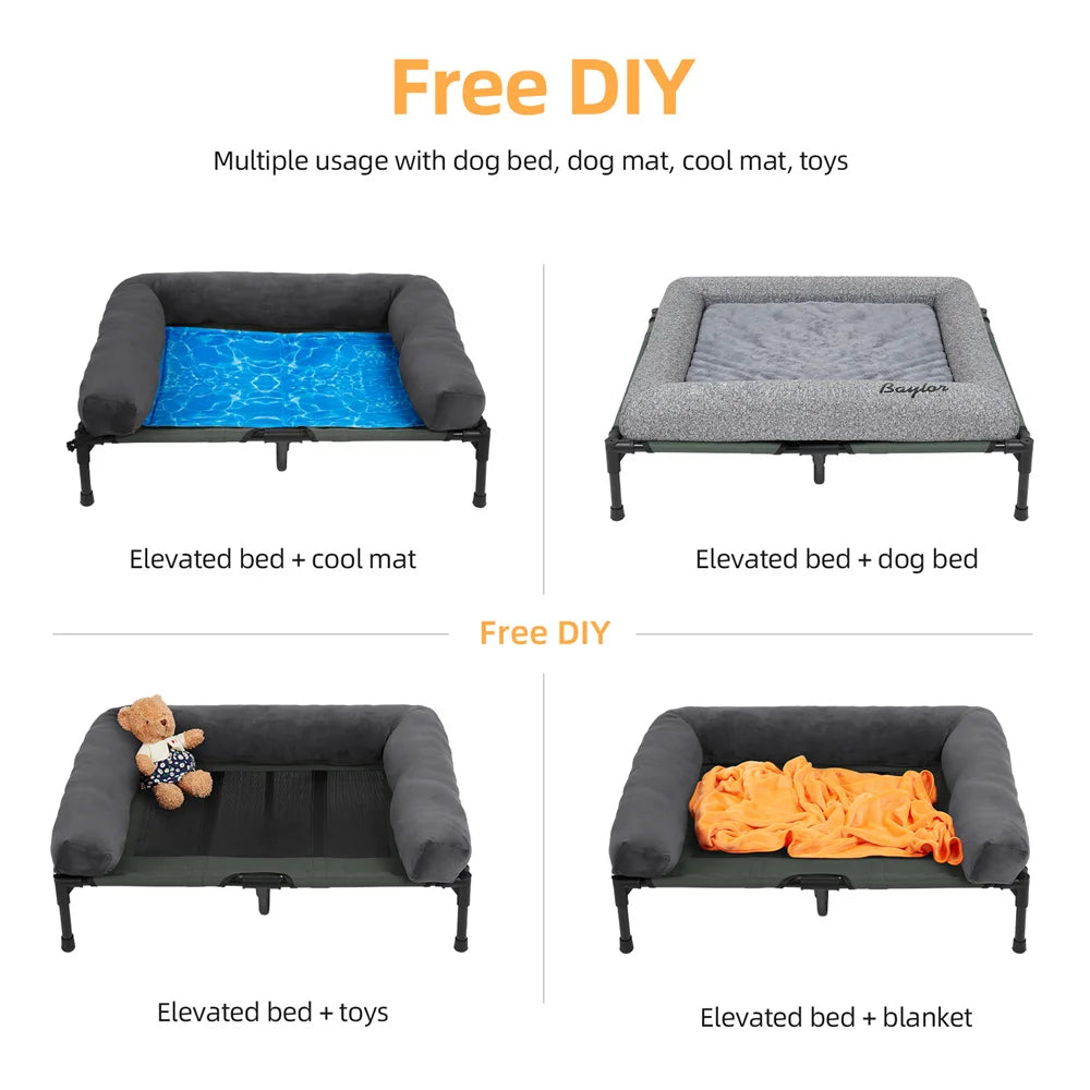 Borwart Raised Outdoor Dog Bed With Breathable Cooling Mat