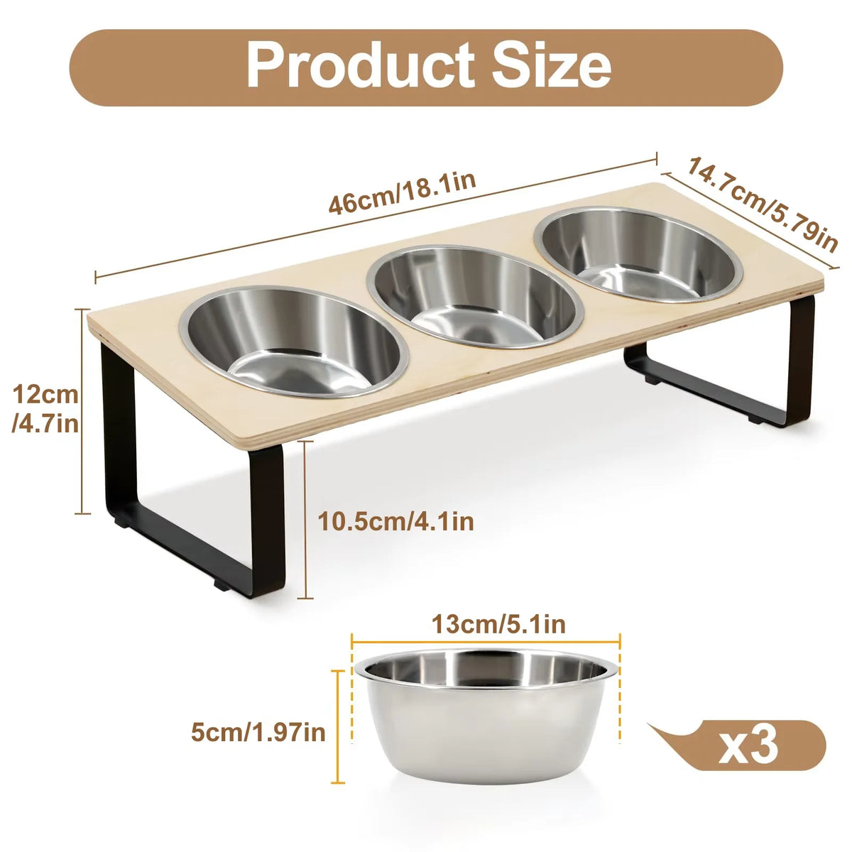 Premium Elevated Stainless Steel Pet Feeder Bowl Set