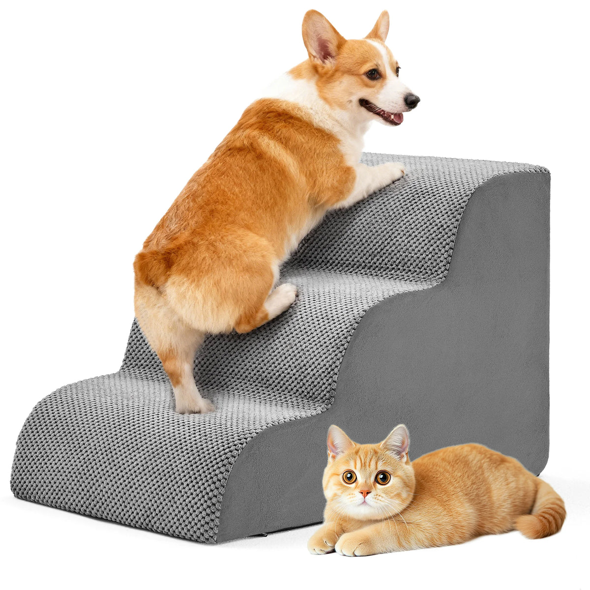 Curved High Density Foam Pet Stairs And Indoor Ramp