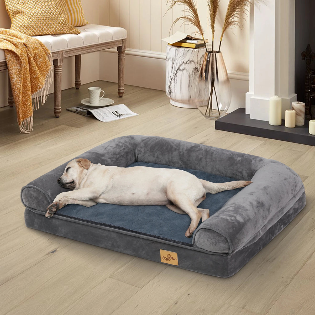 Bingopaw Orthopedic Waterproof Dog Bed With Supportive Sides