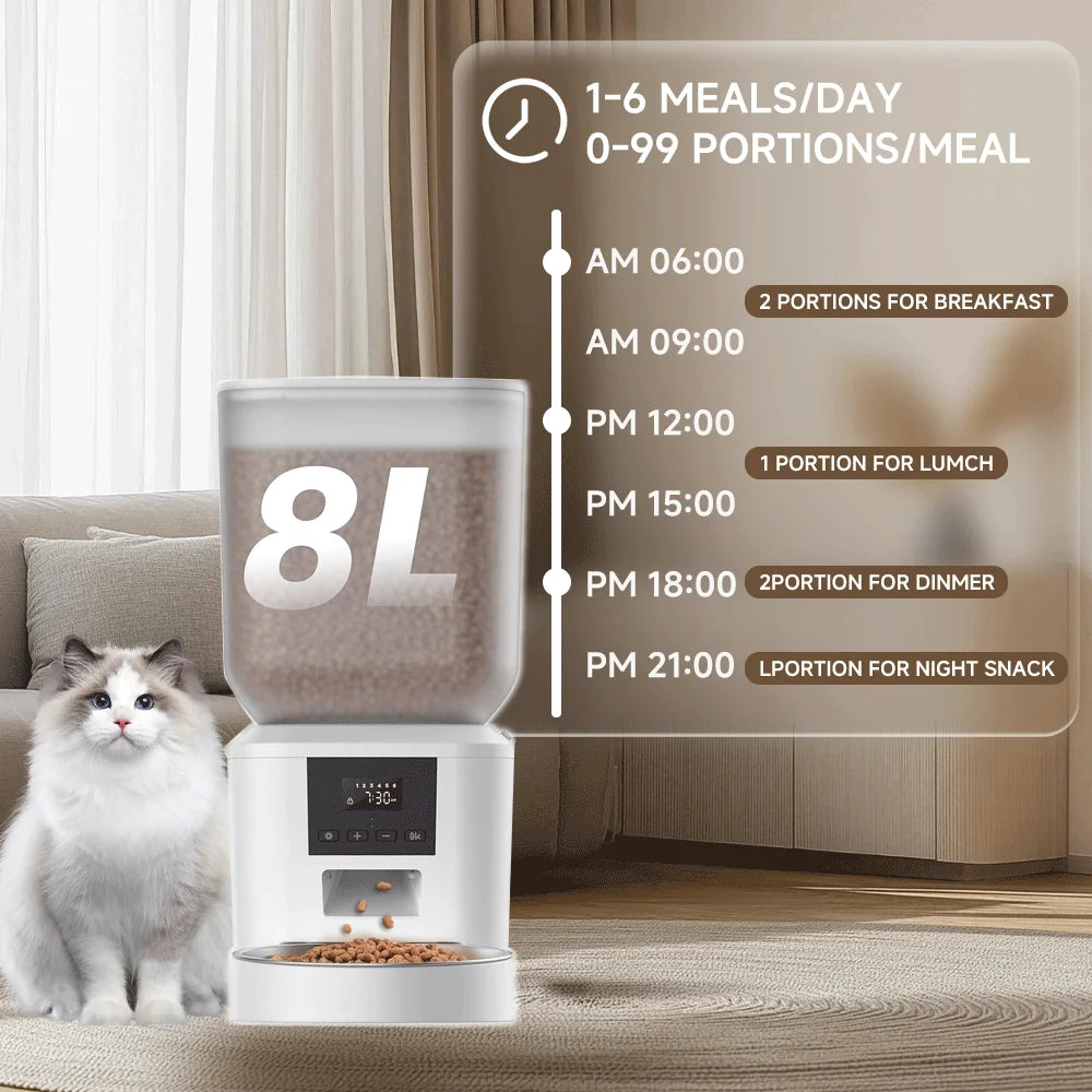 Nityers Cat Feeder With Voice Recorder And Stainless Steel Bowl