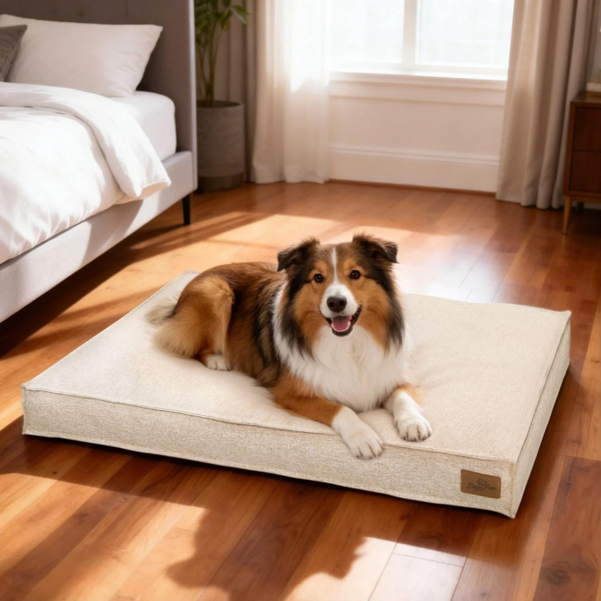 Bingopaw Waterproof Dog Bed With Cozy Linen Cover Foam Base