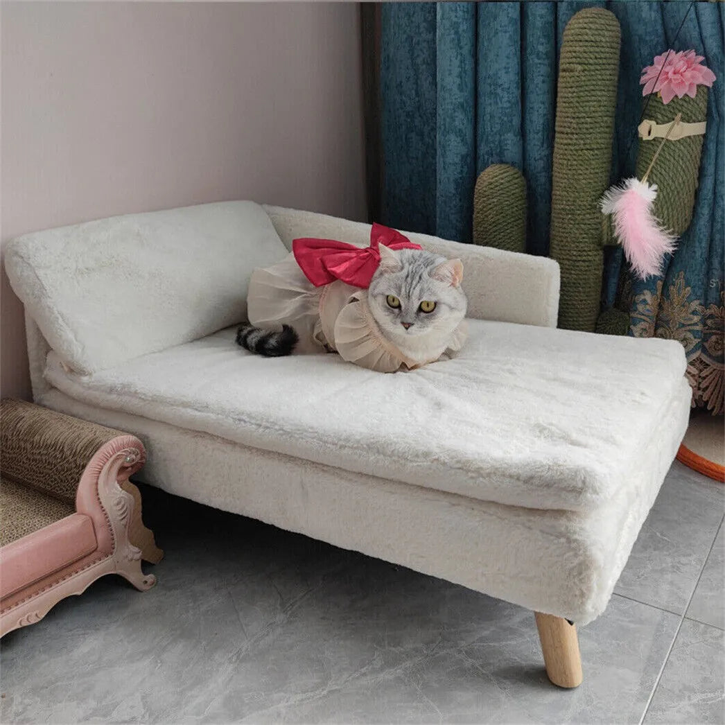 Borwart Elevated Dog Sofa Bed With Plush Backrest Wooden Legs