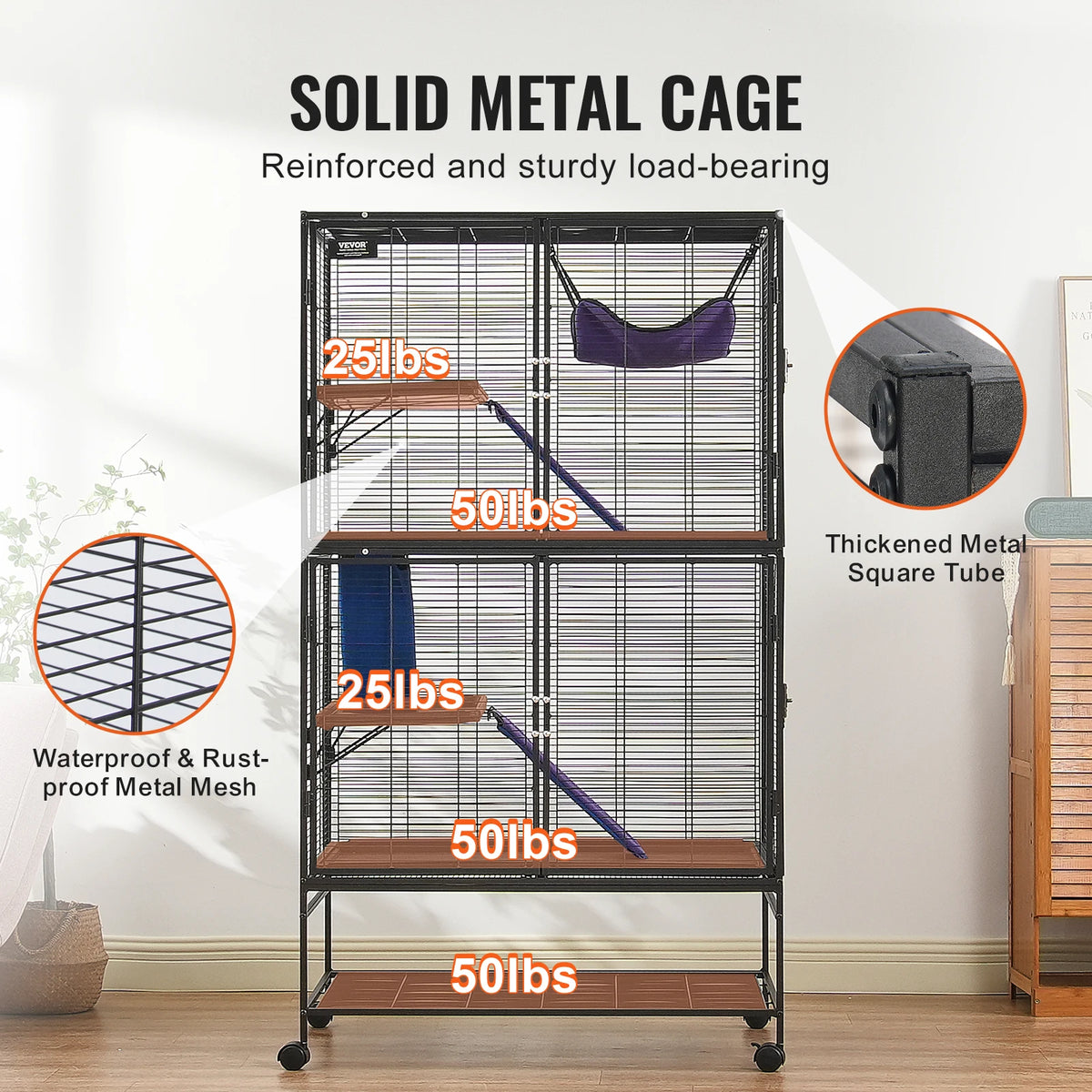 SucceBuy Rolling Metal Small Animal Cage For Pets And Rodents