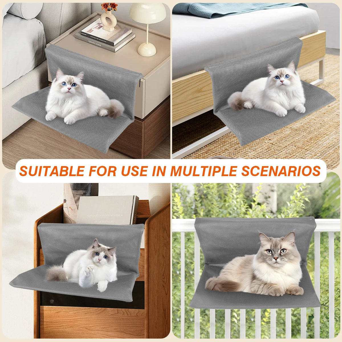 Cat Pet Animal Hanging Bed Detachable and Foldable Hanging Cat Nest Cats L-shaped Hammock for Cats and Kittens
