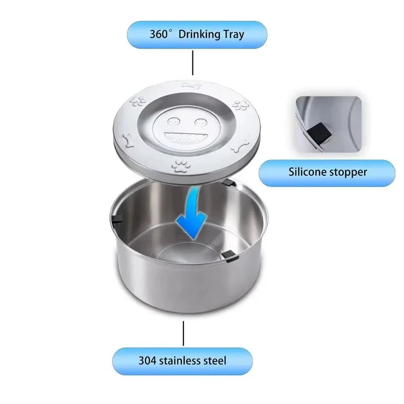 Stainless Steel Floating Dog And Cat Water Feeder Bowl