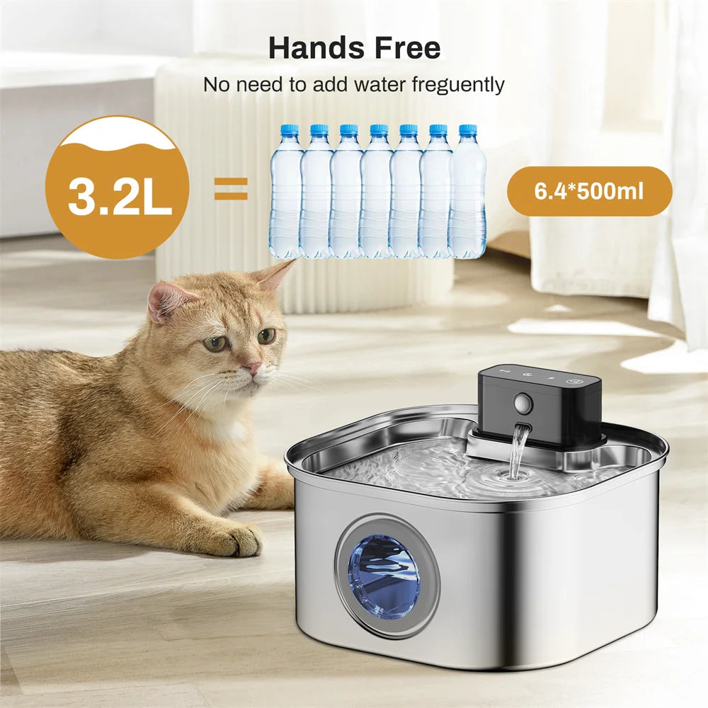 Wireless Stainless Steel Automatic Pet Water Fountain For Cats And Dogs