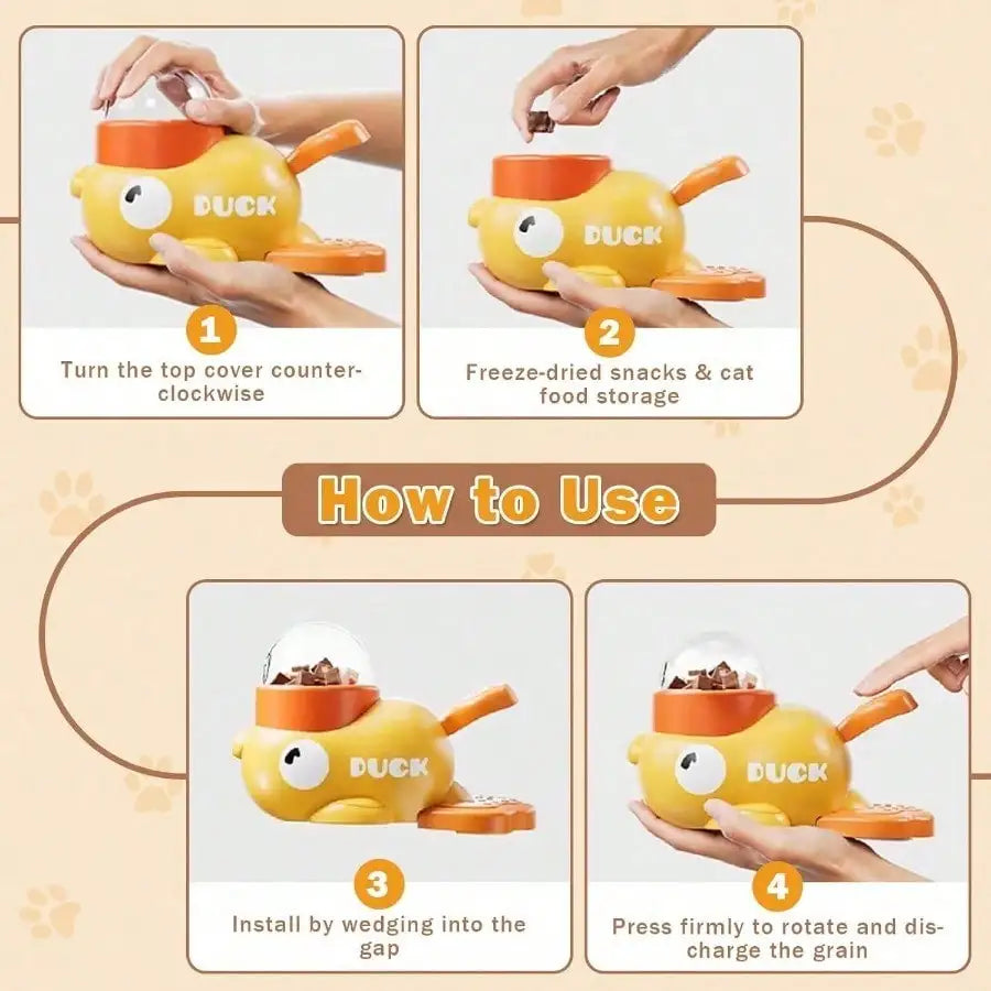 Interactive Duck Shaped Dog Feeding Puzzle Toy And Food Dispenser