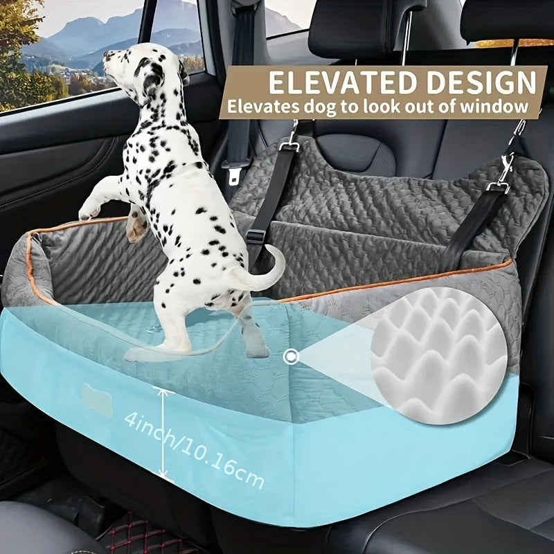 Secure Memory Foam Dog Car Seat Booster Cushion For Travel