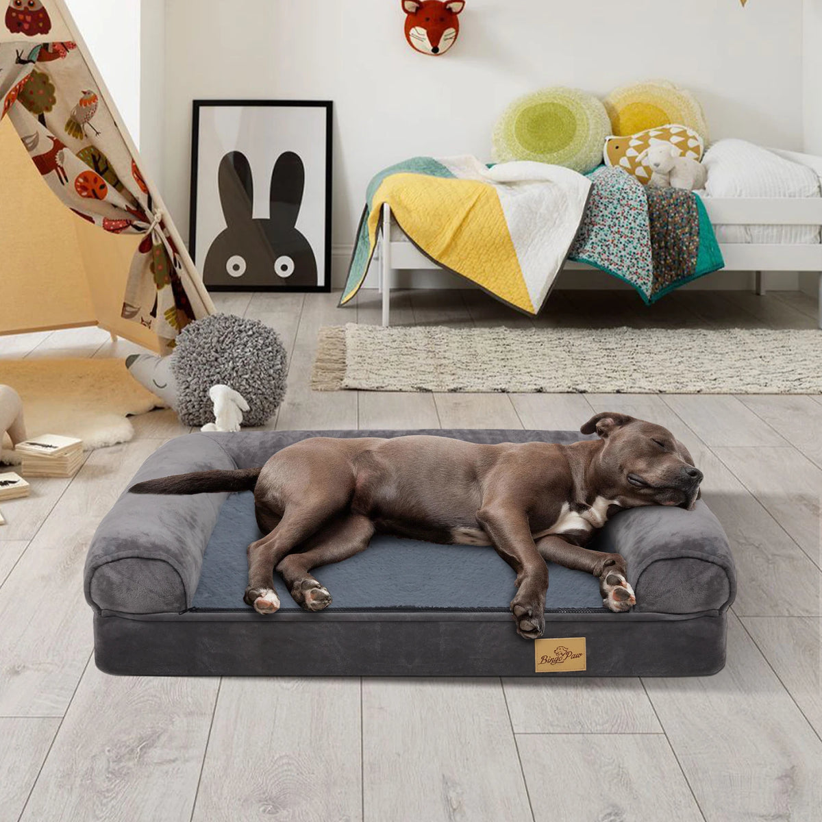 Cozy Bolster Dog Bed With Removable Waterproof Cover And Foam