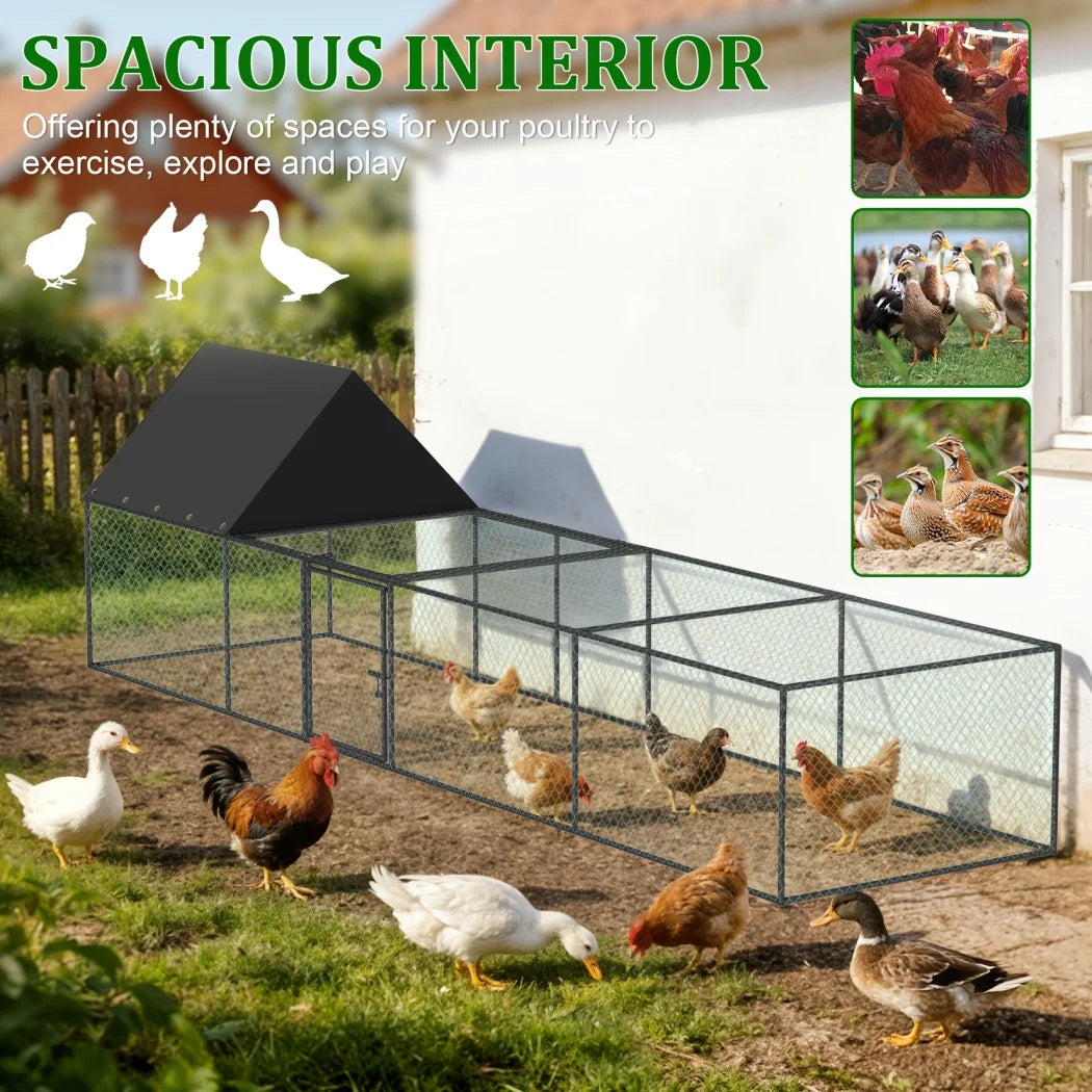Borwart Outdoor Chicken Coop Cage With Sunshade Roof And Nylon Mesh