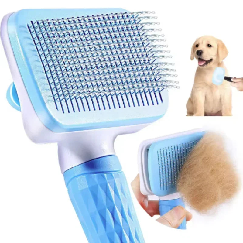 Long Hair Dog Cat Shedding Brush Multifunctional Bath Cleaning Grooming Comb Self-cleaning Pet Essential Supplies