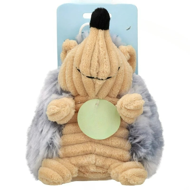 Gray Hedgehog Plush Dog Toy with Squeaker, Chew Level 2