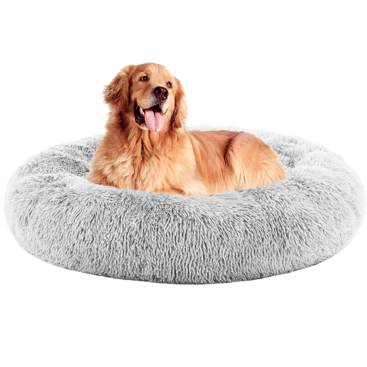 MCQ Round Plush Faux Fur Machine Washable Orthopedic Dog Bed