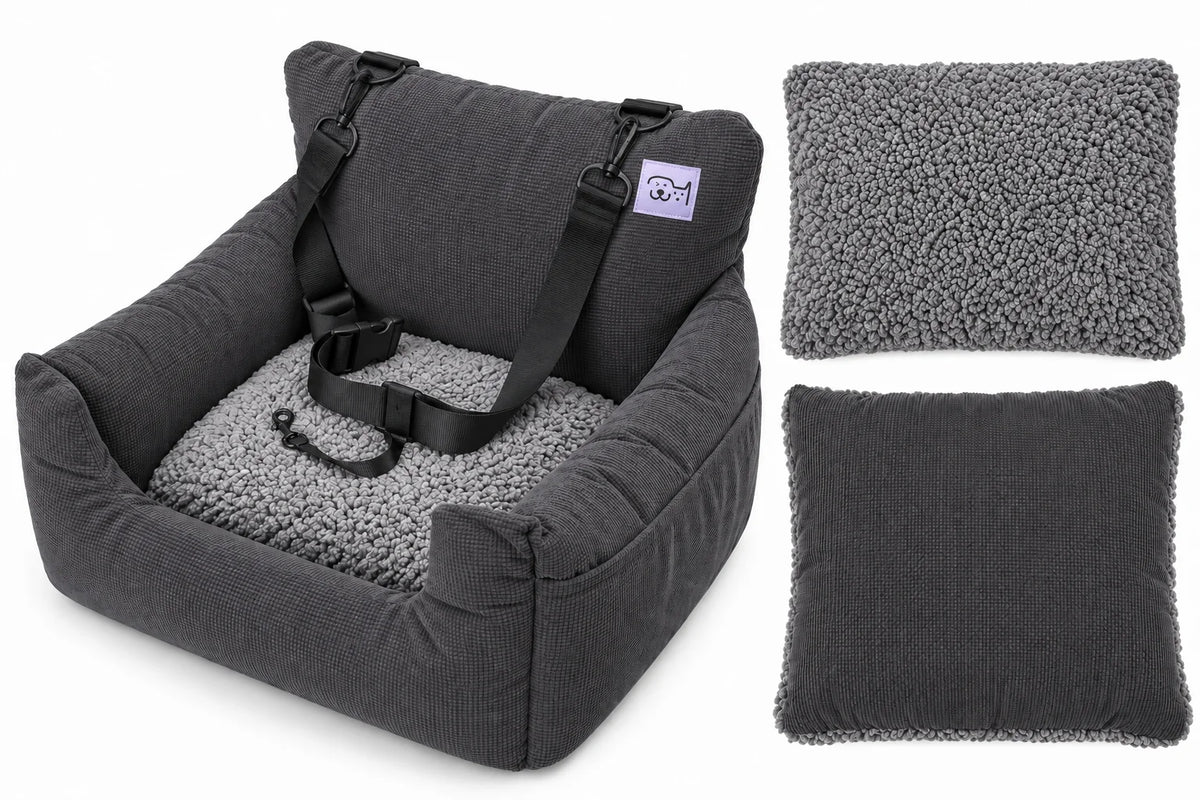 Wild Mirth Dog  Booster Car Seat & Portable Dog Bed, Portable & Washable, Anti-Slip Bottom, Storage Pockets, Safety Clip & Straps