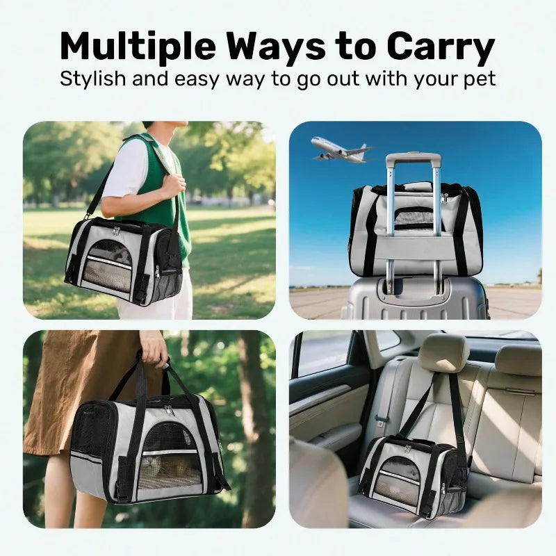 Dog & Cat Outdoor Supplies Secure Zipper Anti-Escape Pet Carrier Backpack | Spacious Ventilated Foldable Cat/Dog Travel Bag | Car & Airline Approved Collapsible Cage With Breathable Design