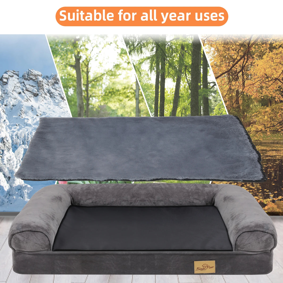 Cozy Bolster Dog Bed With Removable Waterproof Cover And Foam