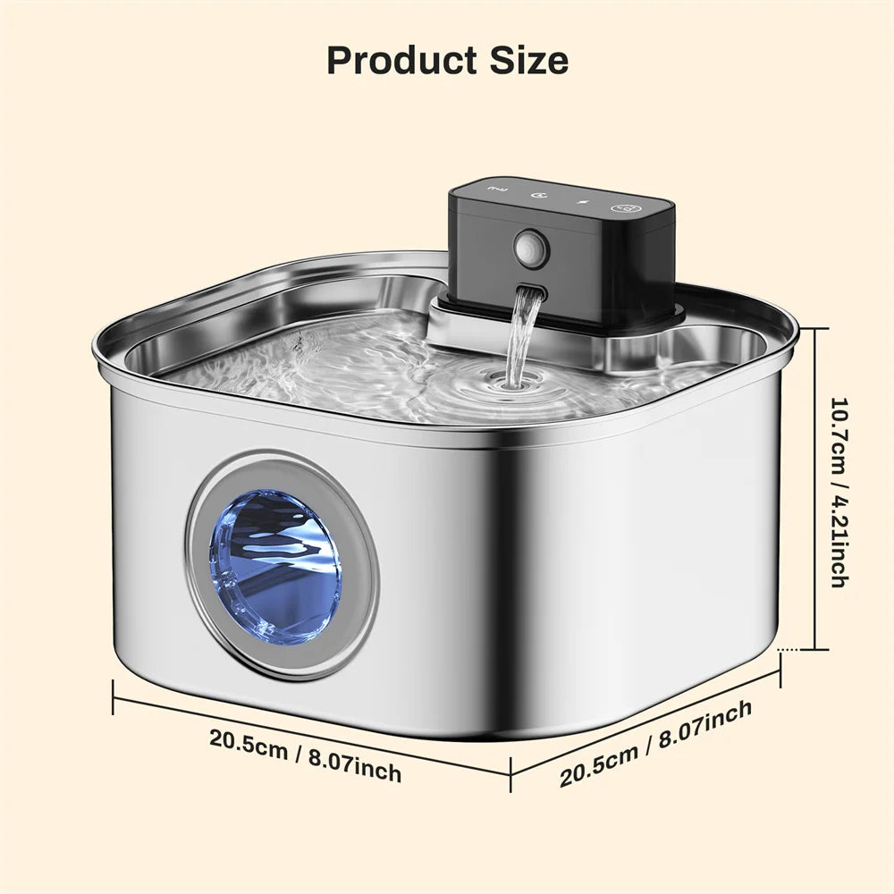 Wireless Stainless Steel Automatic Pet Water Fountain For Cats And Dogs