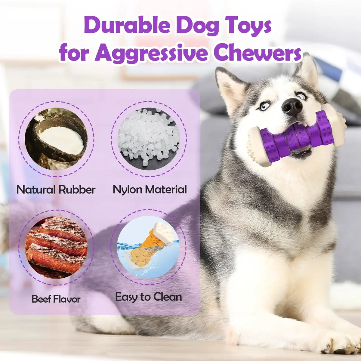 Interactive Dog Chew Toy for Aggressive Chewers and Enrichment Activities