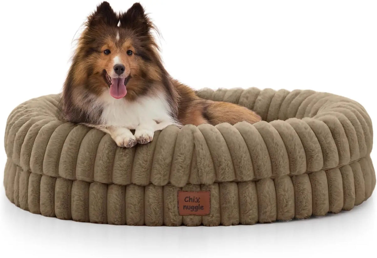 Faux Fur Orthopedic Dog Bolster Bed With Washable Cover