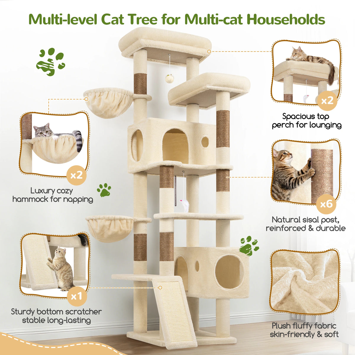 Globlazer Multi-Level Cat Tree Tower With Condos Hammocks And Perches
