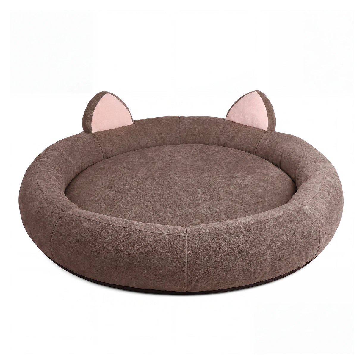 9.8" Round Dog Bed XXL Extra Large Thick Pet Couch Memory Foam Pet Couch for Large & Senior Dogs Supportive Bolster Design Brown Grey