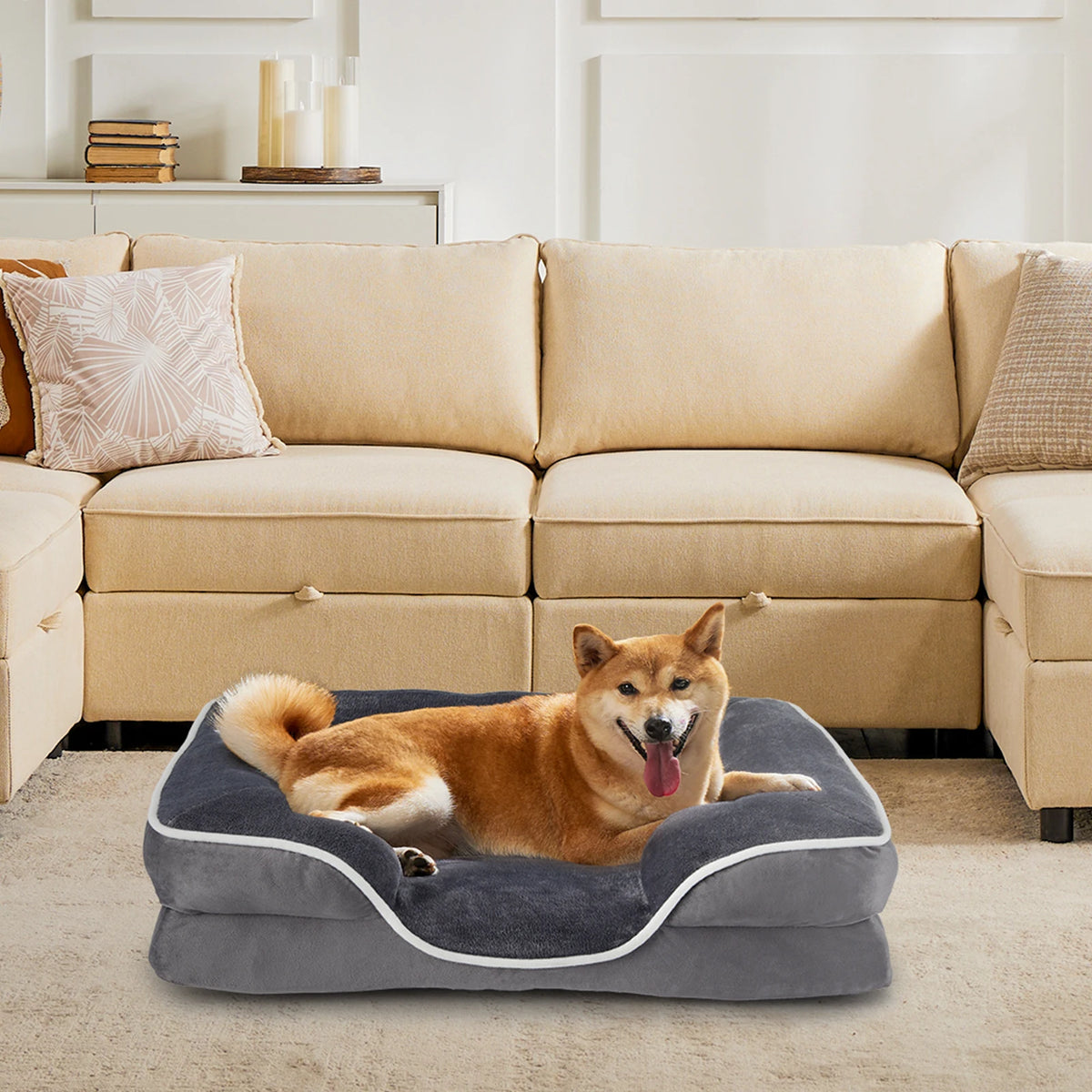 JHK Orthopedic Memory Foam Dog Bed With Washable Removable Cover